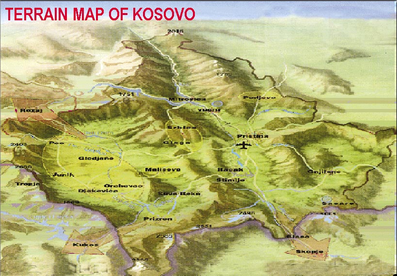 Terrain Map of Kosovo
