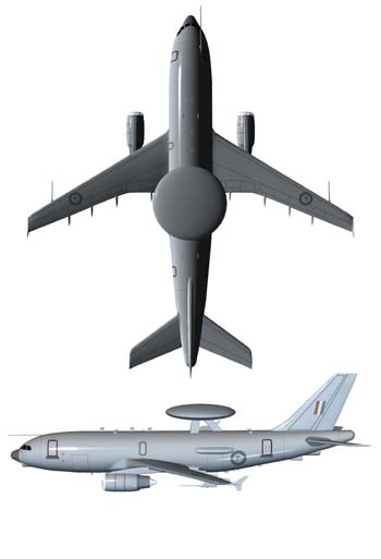 E-Systems A-310-300 AEW Top and Side View